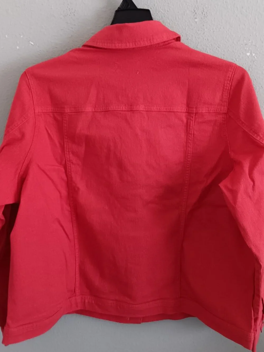 Denim & Co. Classic Stretch Denim Jacket with Welt Pockets, Coral Sz 2X a698540
